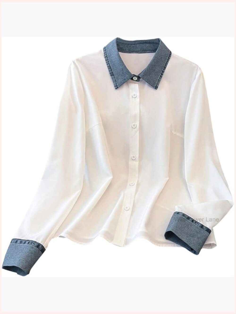Dressy Long Sleeve Button Down Blouse Patchwork Stand Collar Trendy Shirt Tops
